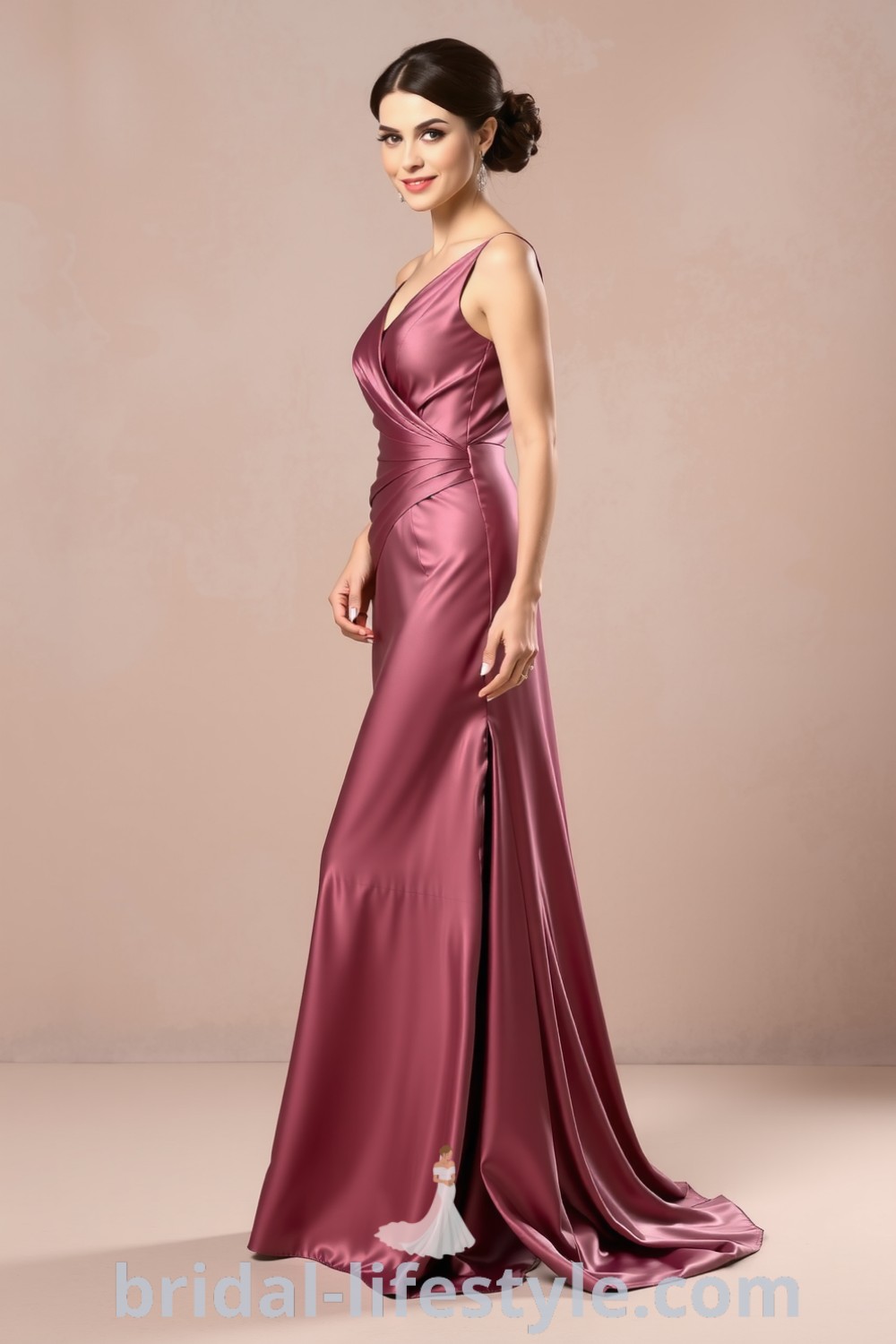Chic long satin bridesmaid dress showcased on bridal-lifestyle.com with elegant silhouette, perfect for dreamy brides and inspiration looks for the special day.