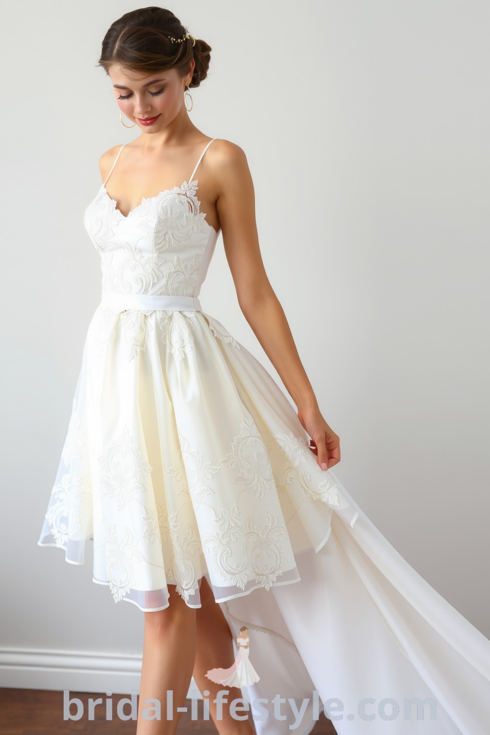 Charming vintage short wedding dress on bridal-lifestyle.com with delicate lace, ideal for dreamy brides and dresses of your dream, ensuring a romantic vibe for the special day.