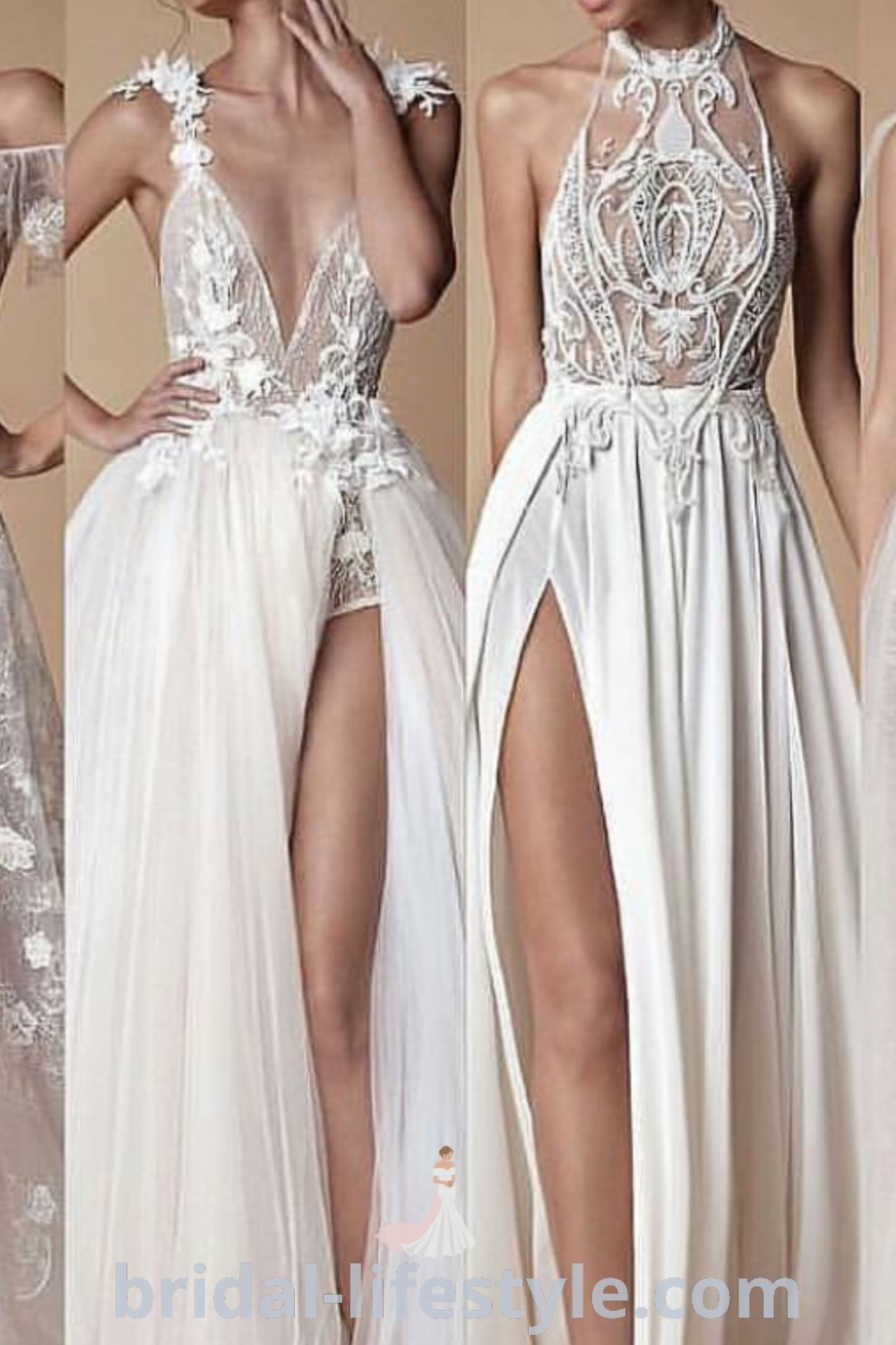 Elegant high-slit wedding dresses with thigh-high splits, perfect for dreamy brides seeking stylish options. Ideal for bohemian beach weddings and elegant ceremonies, these gowns showcase the best bridal trends for every unique taste. Discover timeless designs at bridal-lifestyle.com.