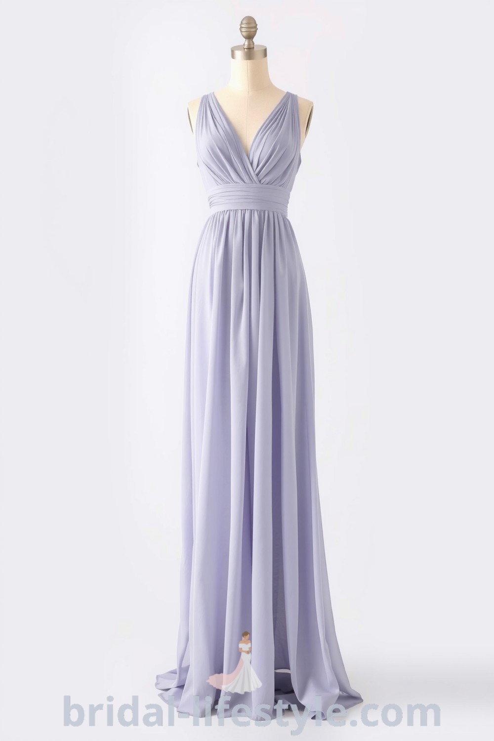 Graceful long chiffon A-line bridesmaid dress on bridal-lifestyle.com featuring an ethereal silhouette, perfect for dreamy brides, with elegant inspiration looks for the special day.