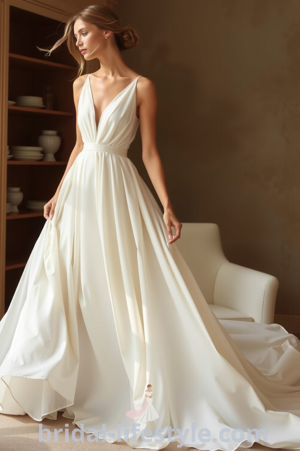 Charming long chiffon A-line bridesmaid dress featured on bridal-lifestyle.com, offering romantic elegance and inspiration looks for the special day, ideal for dreamy brides who appreciate the best trends.