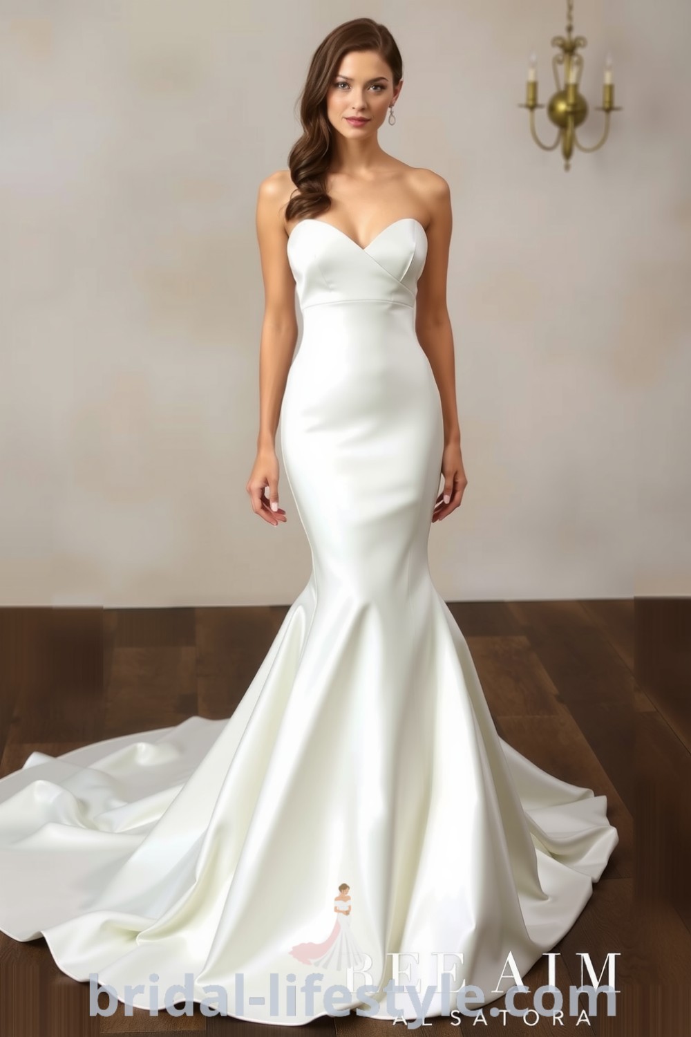 Elegant mermaid wedding dress in luxurious satin with a flattering silhouette and subtle sweetheart neckline, perfect inspiration for dreamy brides. bridal-lifestyle.com