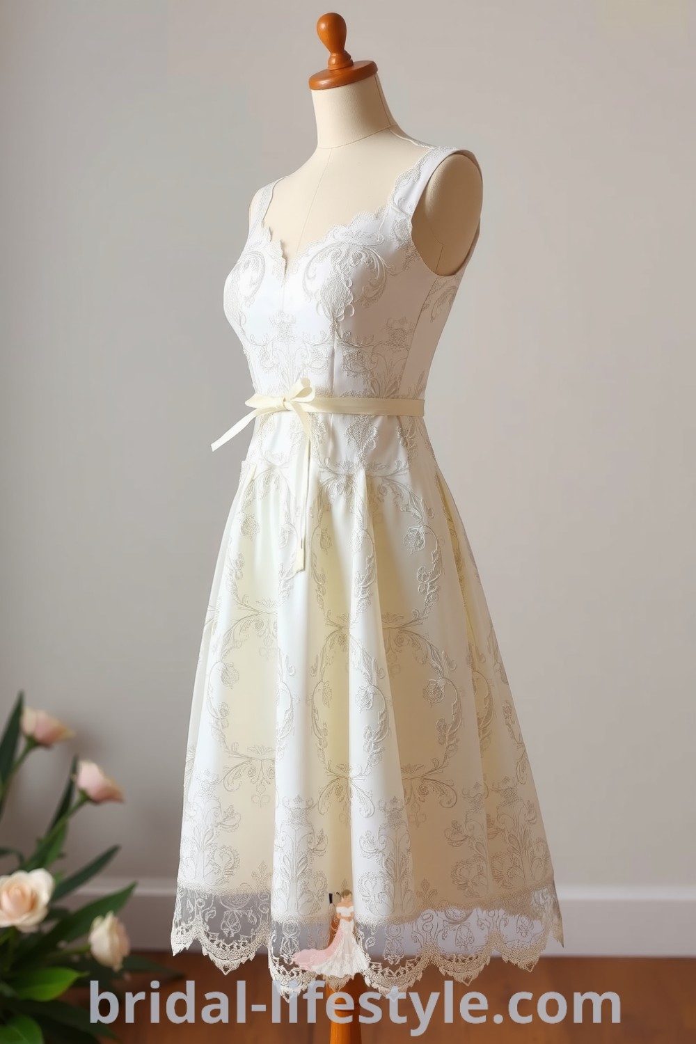 Charming vintage short wedding dress featured on bridal-lifestyle.com, perfect for romantic outdoor ceremonies, with intricate floral appliqués and dreamy elegance for every bride