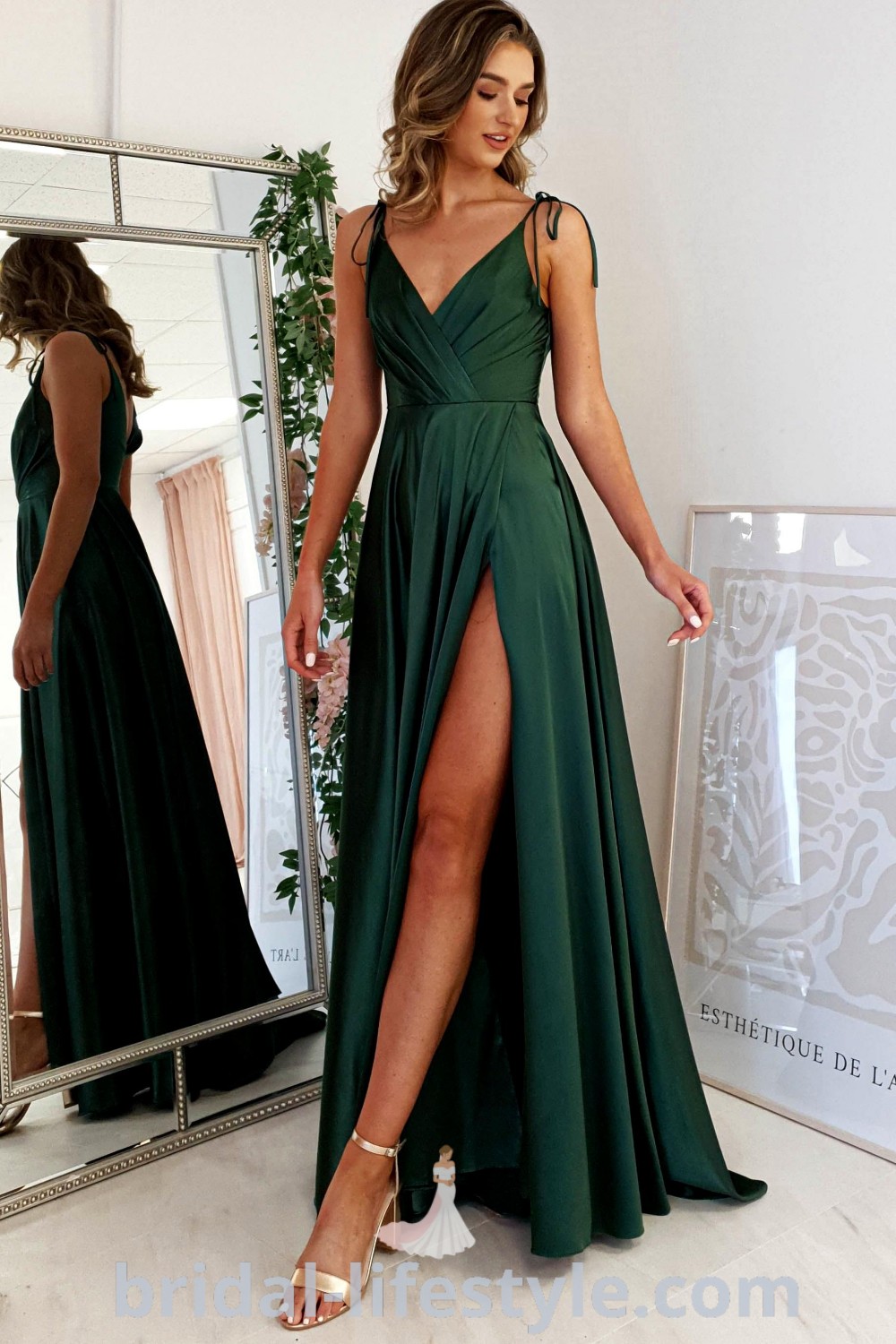 Emerald satin bridesmaid dresses showcasing stylish designs ideal for a winter wedding. Featuring sage green evening gowns and emerald green ball dresses, perfect for bridal parties and guests. Discover dresses of your dreams that align with current trends at bridal-lifestyle.com.