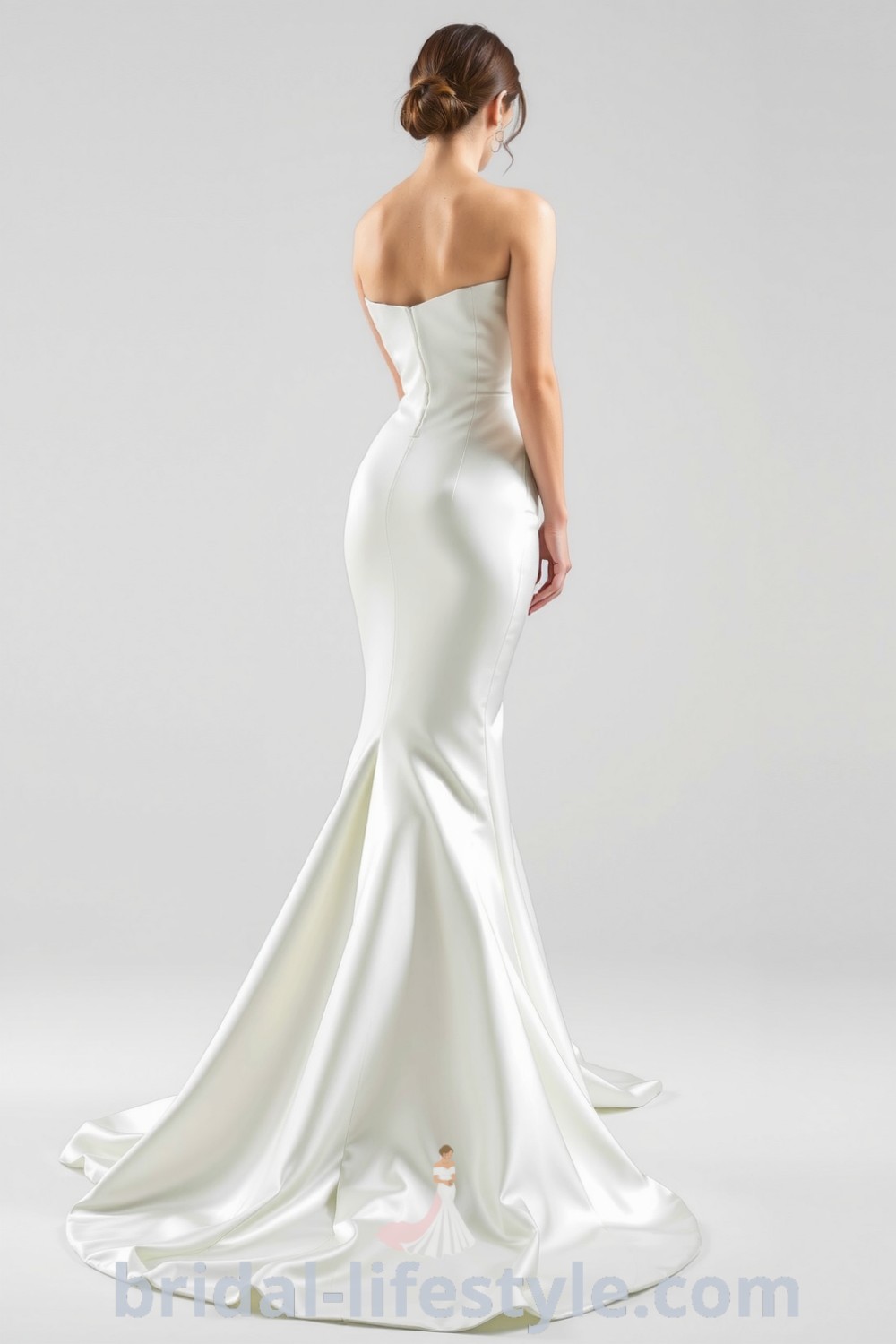 Mermaid wedding dress made of smooth satin with a sweetheart neckline and elegant train, perfect for dreamy brides. bridal-lifestyle.com