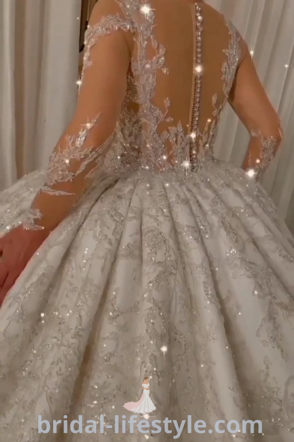 An elegant budget bridesmaid dress made of sparkly lace, perfect for autumn weddings and various wedding gown ideas. This dress combines style and affordability, ideal for brides looking for unique inspirations. Find more options at bridal-lifestyle.com.